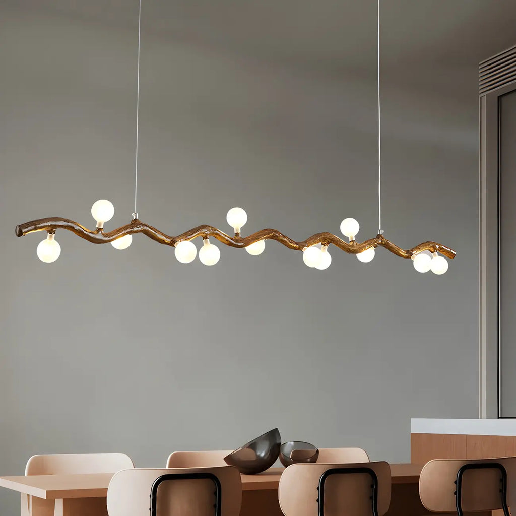 Suspension linéaire moderne en verre brun pour îlot de cuisine
