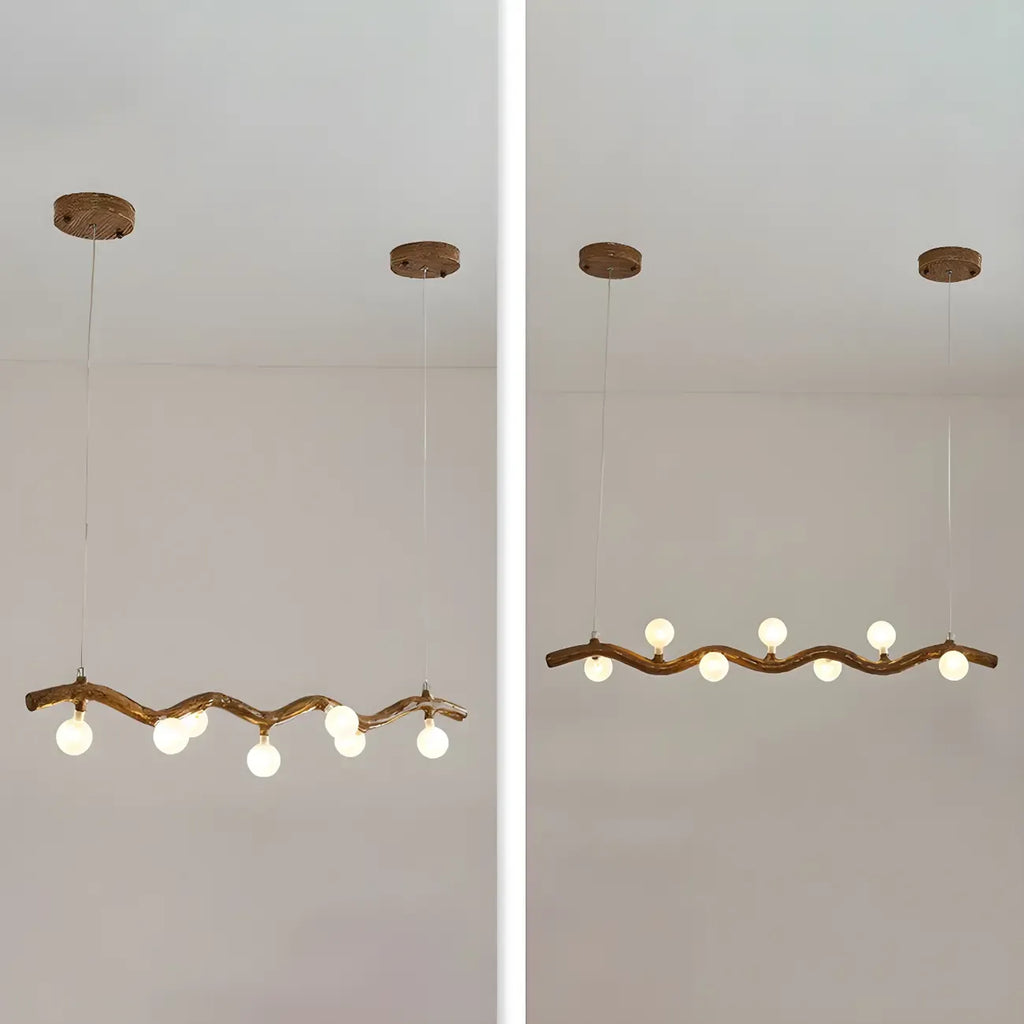 Suspension linéaire moderne en verre brun pour îlot de cuisine