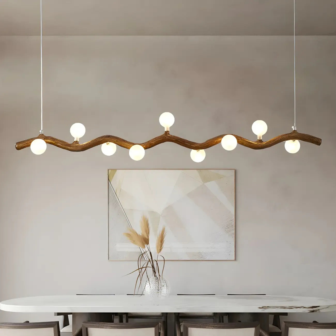 Suspension linéaire moderne en verre brun pour îlot de cuisine