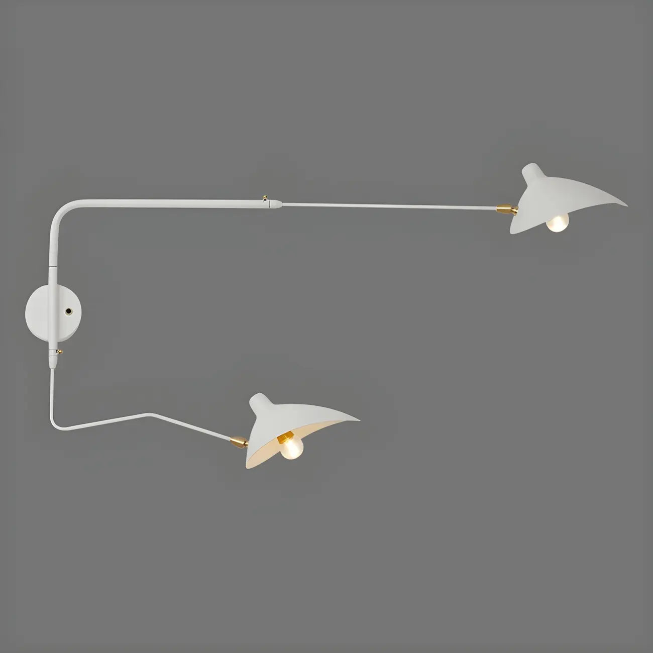 Applique murale moderne à bras articulé double blanc à 2 lumières