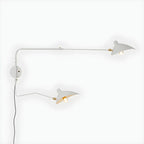 Applique murale moderne à bras articulé double blanc à 2 lumières