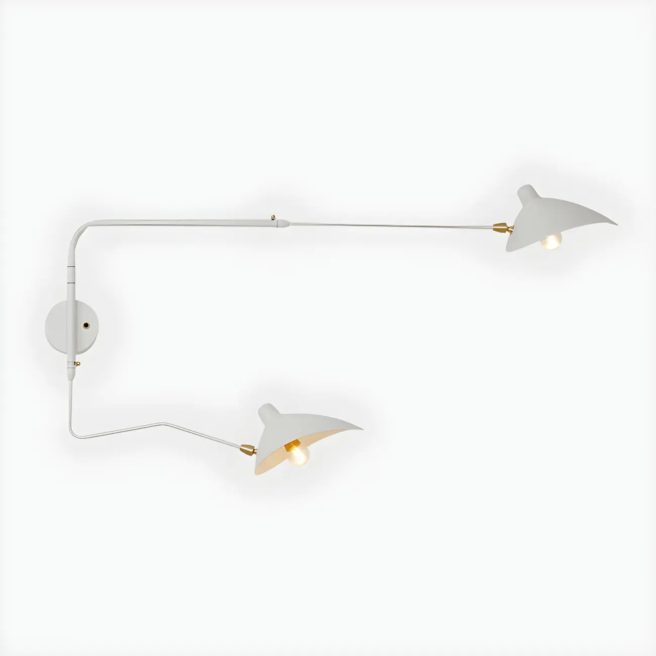 Applique murale moderne à bras articulé double blanc à 2 lumières