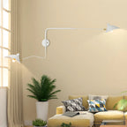 Applique murale moderne à bras articulé double blanc à 2 lumières