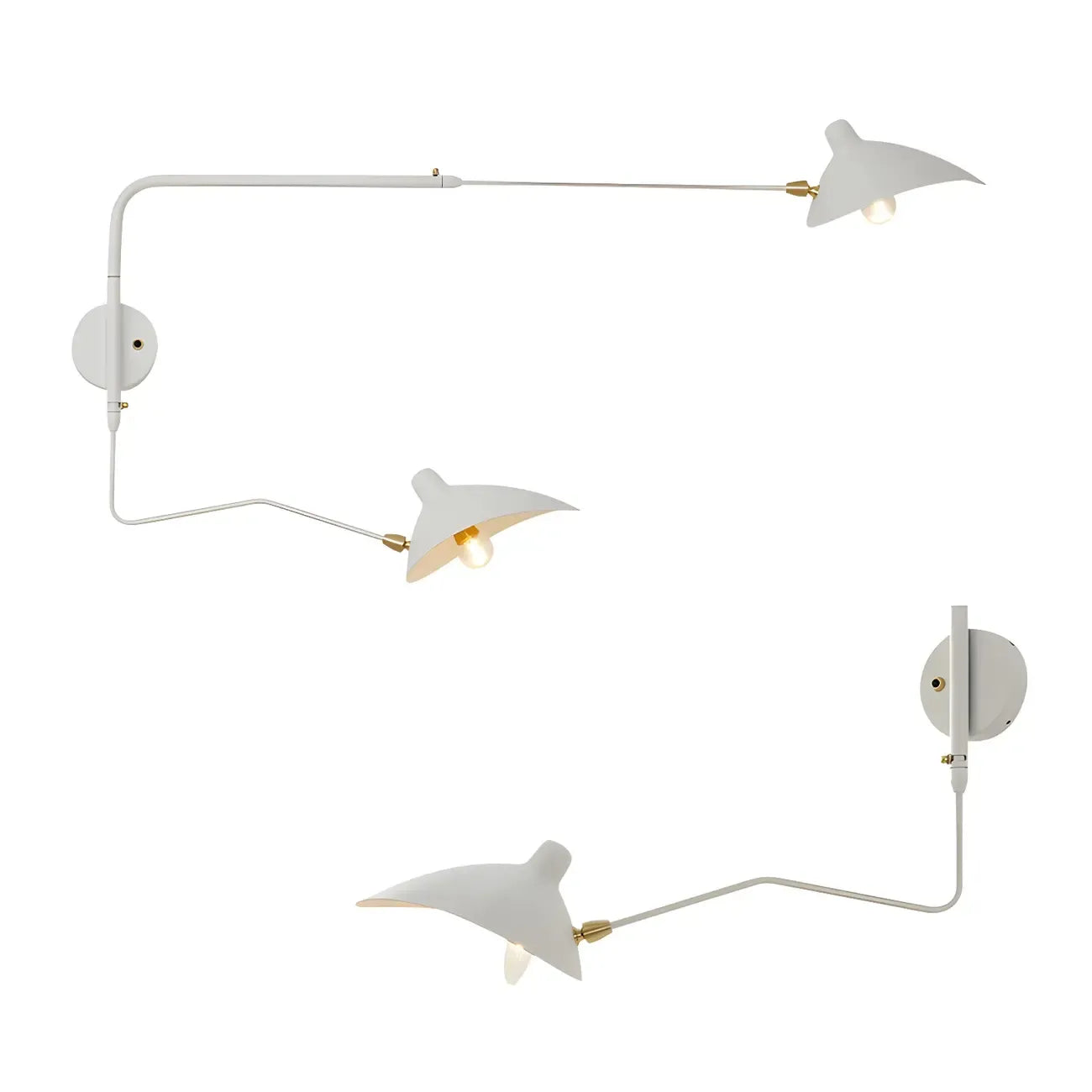 Applique murale moderne à bras articulé double blanc à 2 lumières
