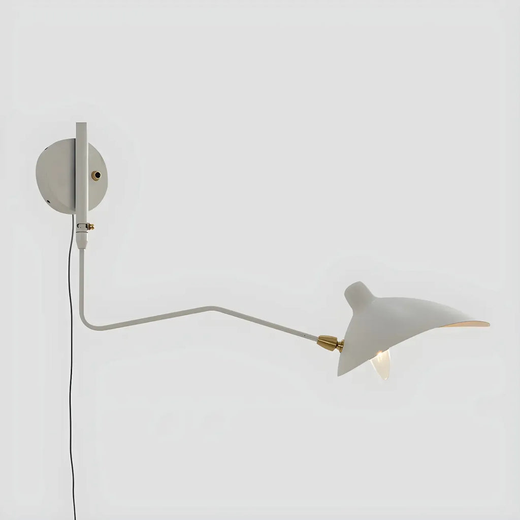 Applique murale moderne à bras articulé double blanc à 2 lumières