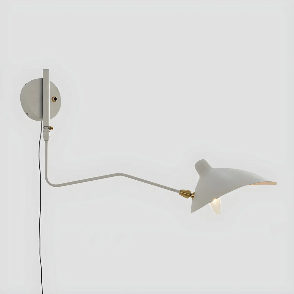 Applique murale moderne à bras articulé double blanc à 2 lumières
