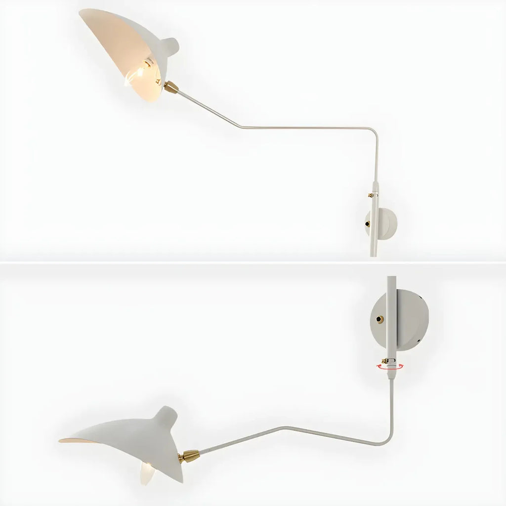 Applique murale moderne à bras articulé double blanc à 2 lumières