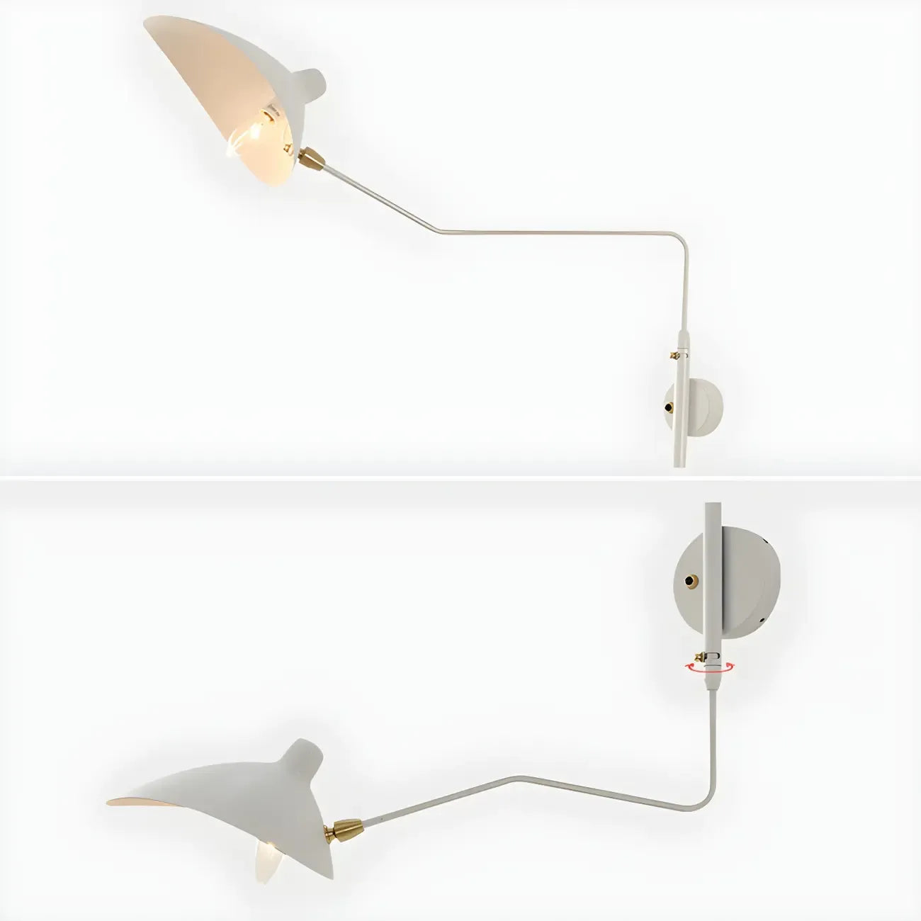 Applique murale moderne à bras articulé double blanc à 2 lumières