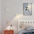 Applique murale moderne à bras articulé double blanc à 2 lumières