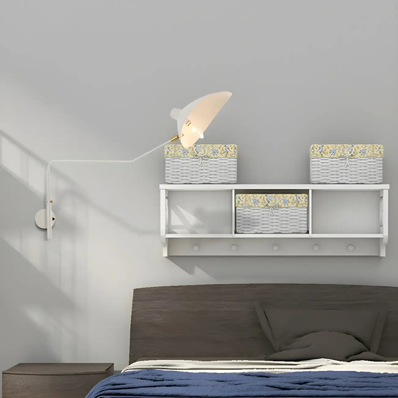 Applique murale moderne à bras articulé double blanc à 2 lumières