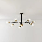 Lustre Sputnik sphérique en métal et verre transparent, style moderne du milieu du siècle