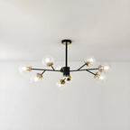 Lustre Sputnik sphérique en métal et verre transparent, style moderne du milieu du siècle