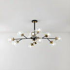 Lustre Sputnik sphérique en métal et verre transparent, style moderne du milieu du siècle