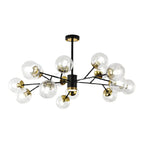 Lustre Sputnik sphérique en métal et verre transparent, style moderne du milieu du siècle
