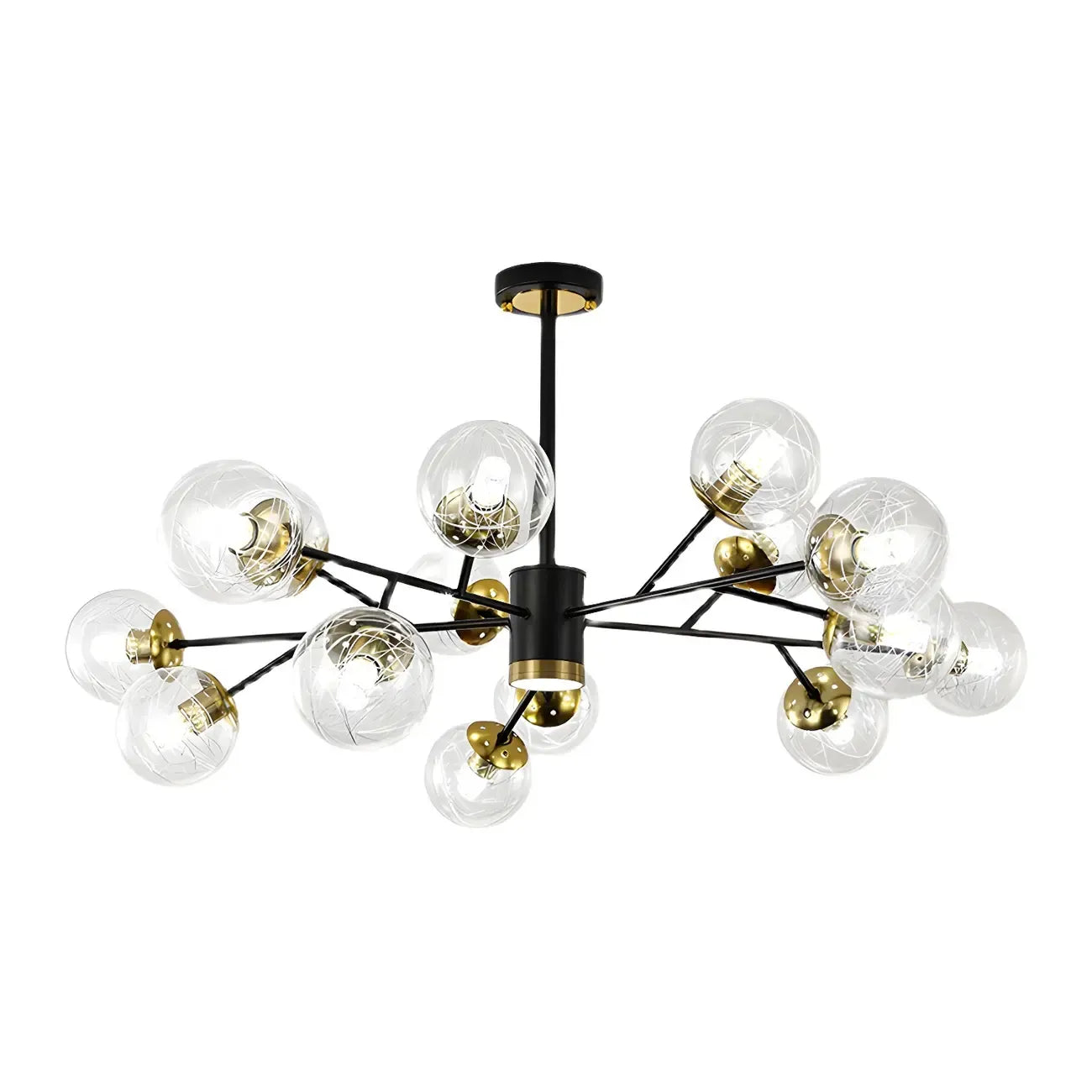 Lustre Sputnik sphérique en métal et verre transparent, style moderne du milieu du siècle