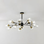 Lustre Sputnik sphérique en métal et verre transparent, style moderne du milieu du siècle
