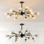 Lustre Sputnik sphérique en métal et verre transparent, style moderne du milieu du siècle