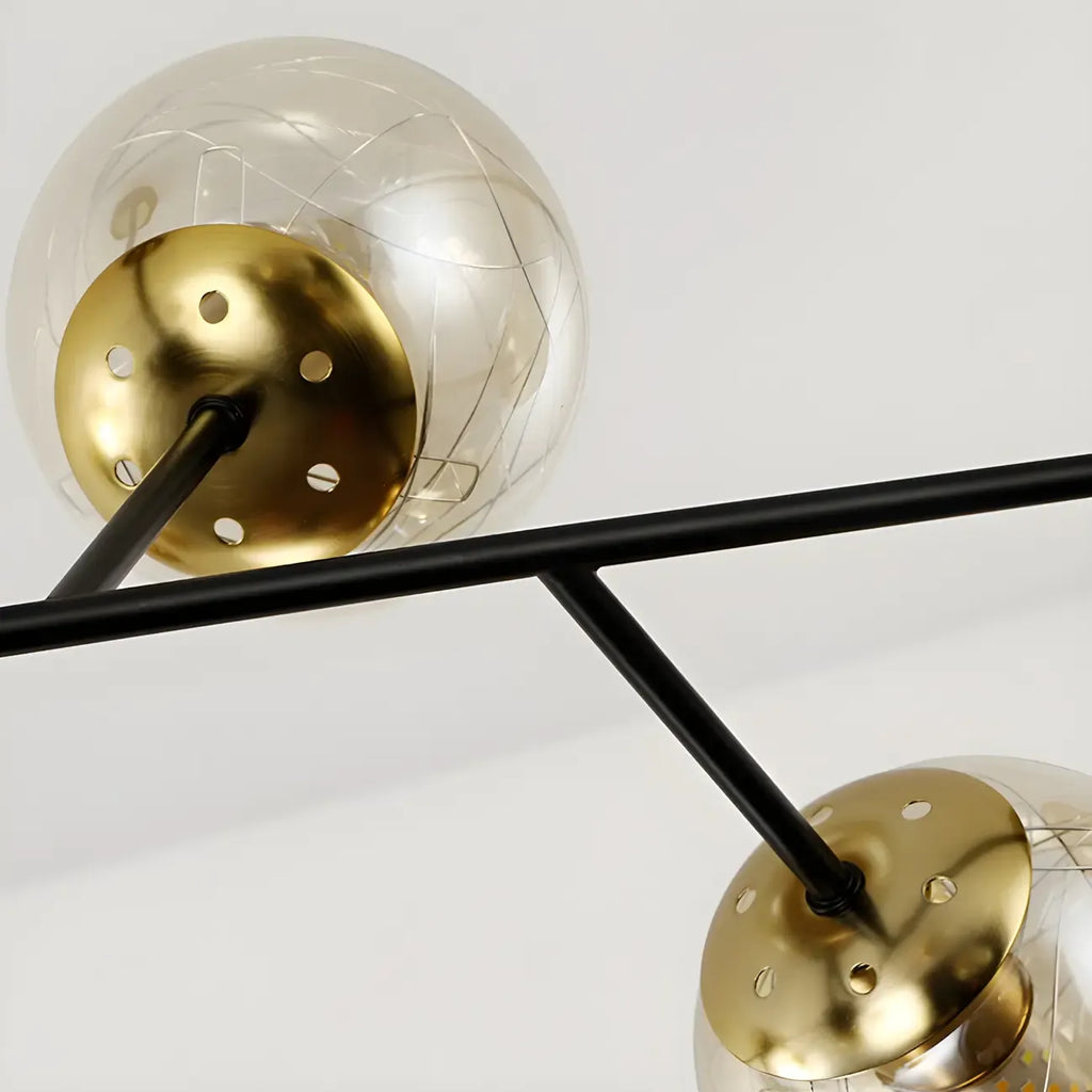 Lustre Sputnik sphérique en métal et verre transparent, style moderne du milieu du siècle