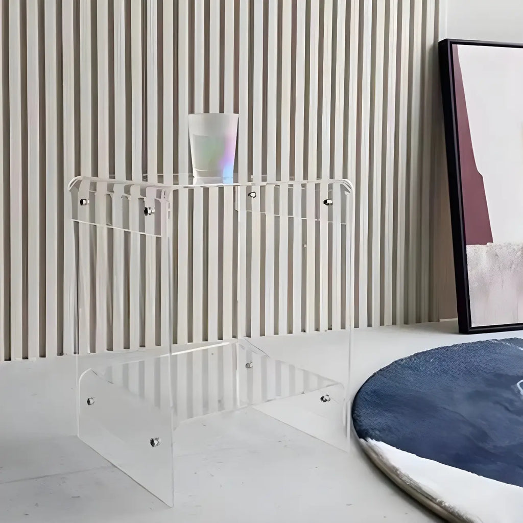 Table de chevet moderne en acrylique avec étagère