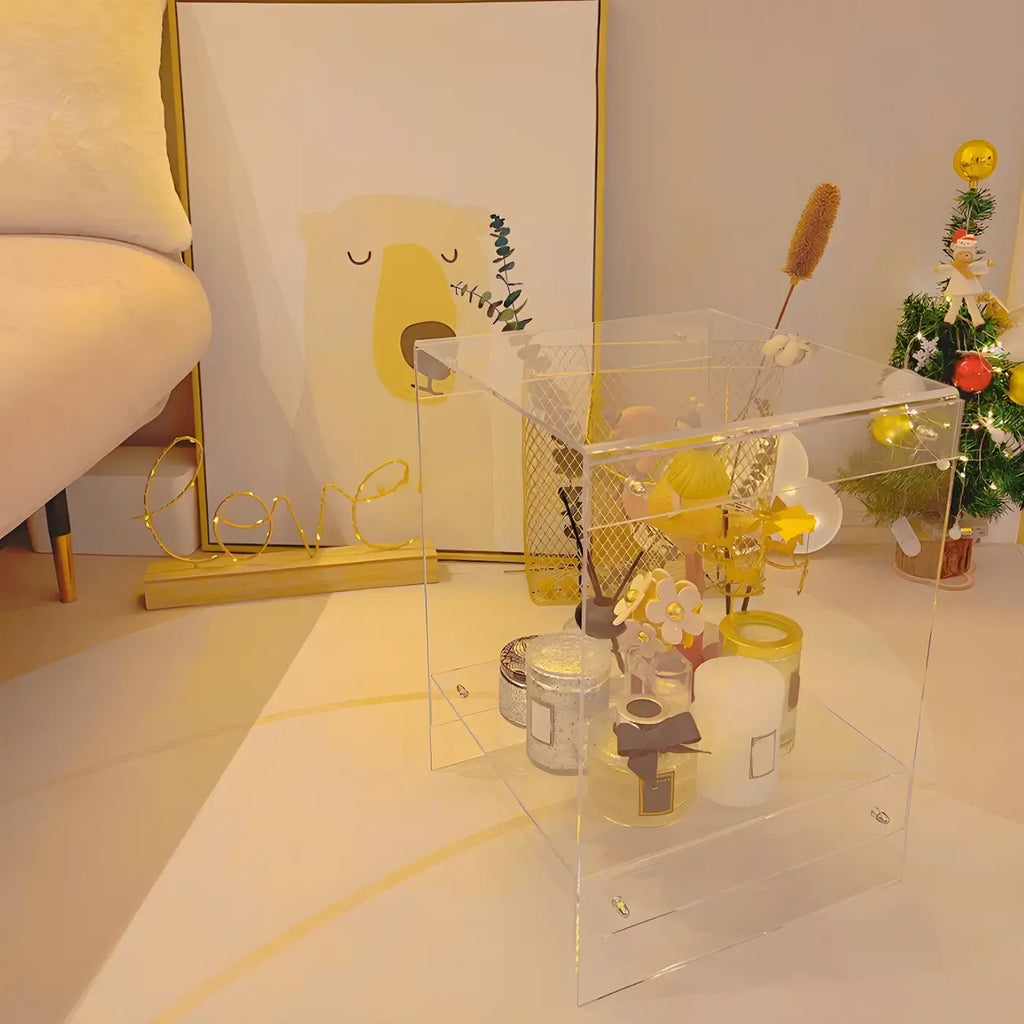 Table de chevet moderne en acrylique avec étagère