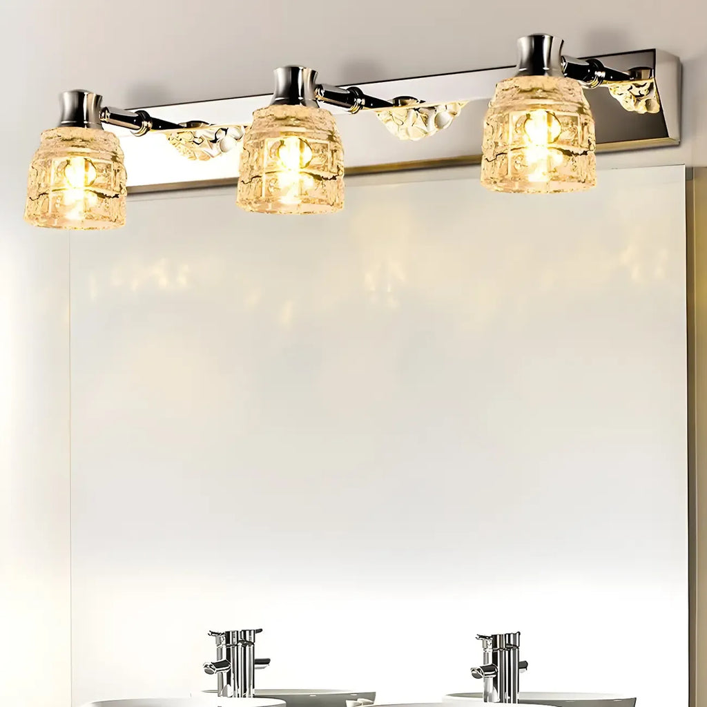 Applique murale moderne en chrome et cristal pour salle de bain