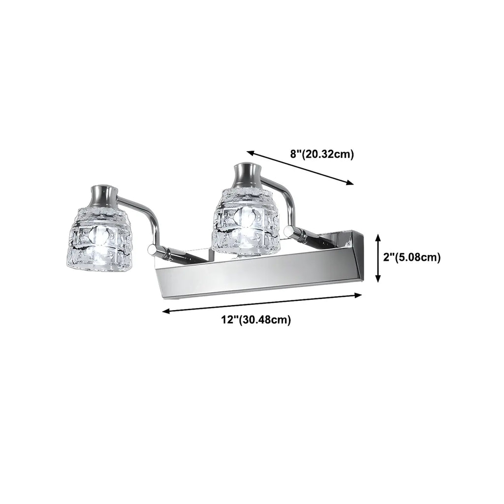 Applique murale moderne en chrome et cristal pour salle de bain