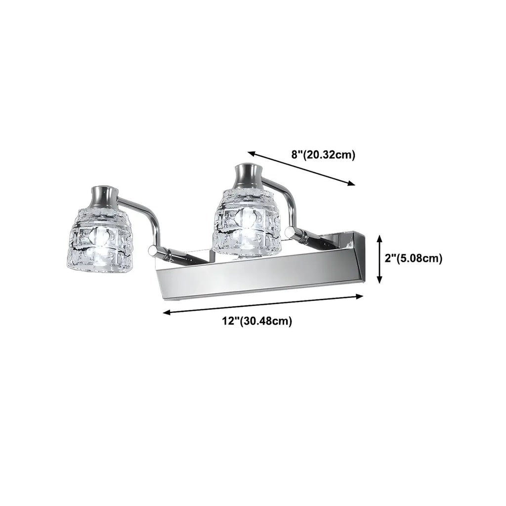 Applique murale moderne en chrome et cristal pour salle de bain