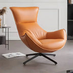 Fauteuil lounge moderne en cuir marron avec repose-pieds