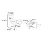 Fauteuil lounge moderne en cuir marron avec repose-pieds