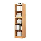 Bibliothèque d'angle verticale haute à 5 étagères HomeyFad en bois naturel