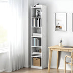 Bibliothèque d'angle verticale haute à 5 étagères HomeyFad en bois naturel