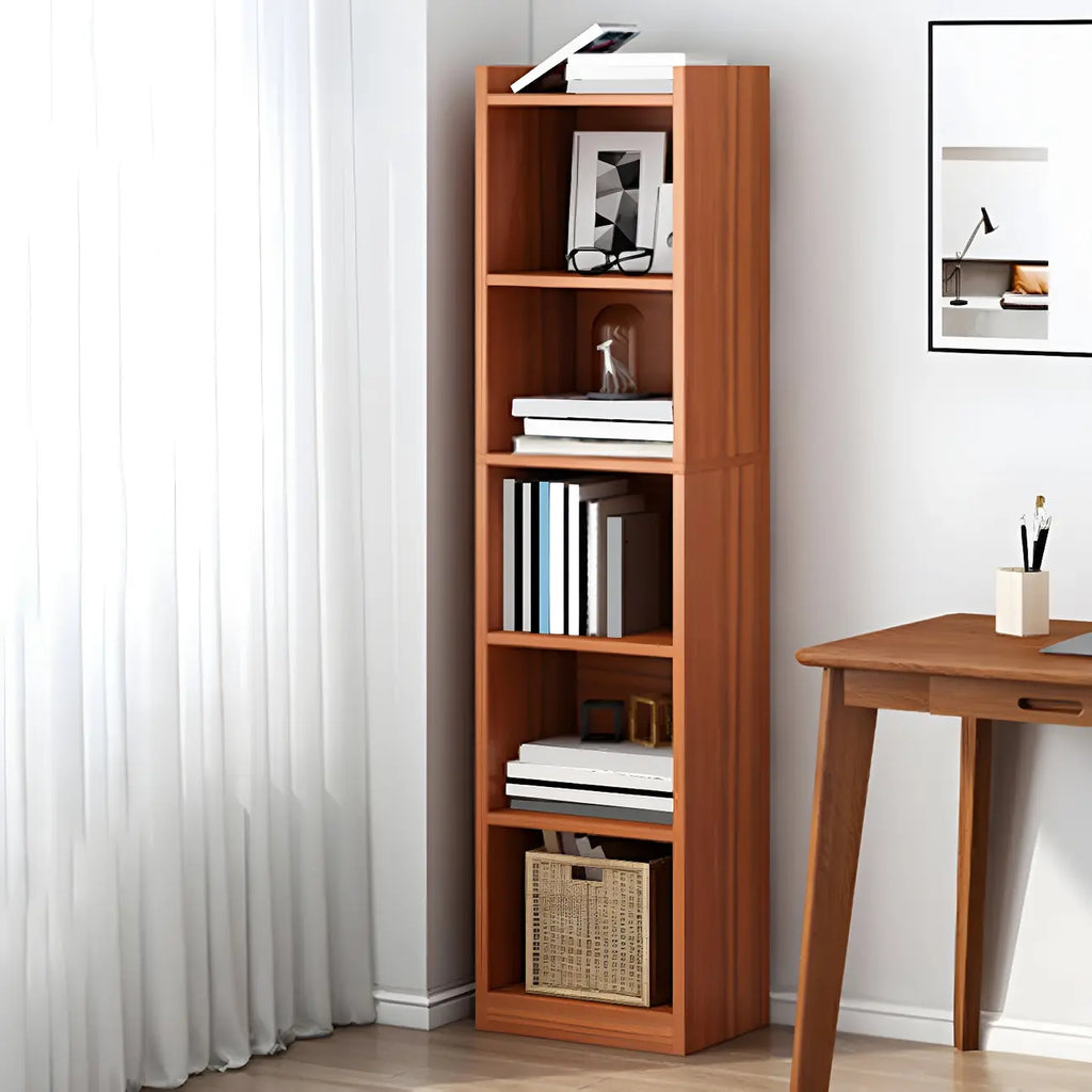 Bibliothèque d'angle verticale haute à 5 étagères HomeyFad en bois naturel