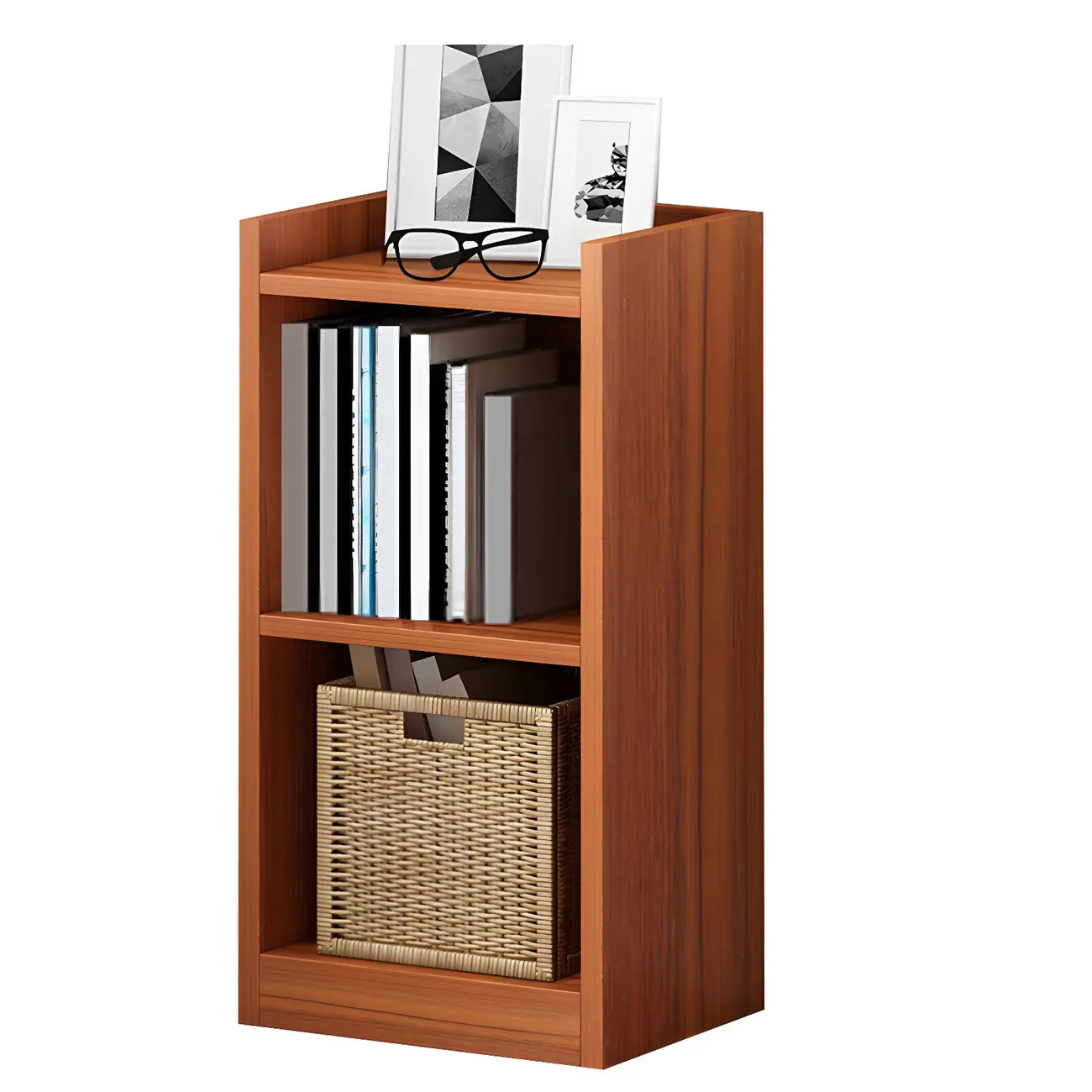 Bibliothèque d'angle verticale haute à 5 étagères HomeyFad en bois naturel