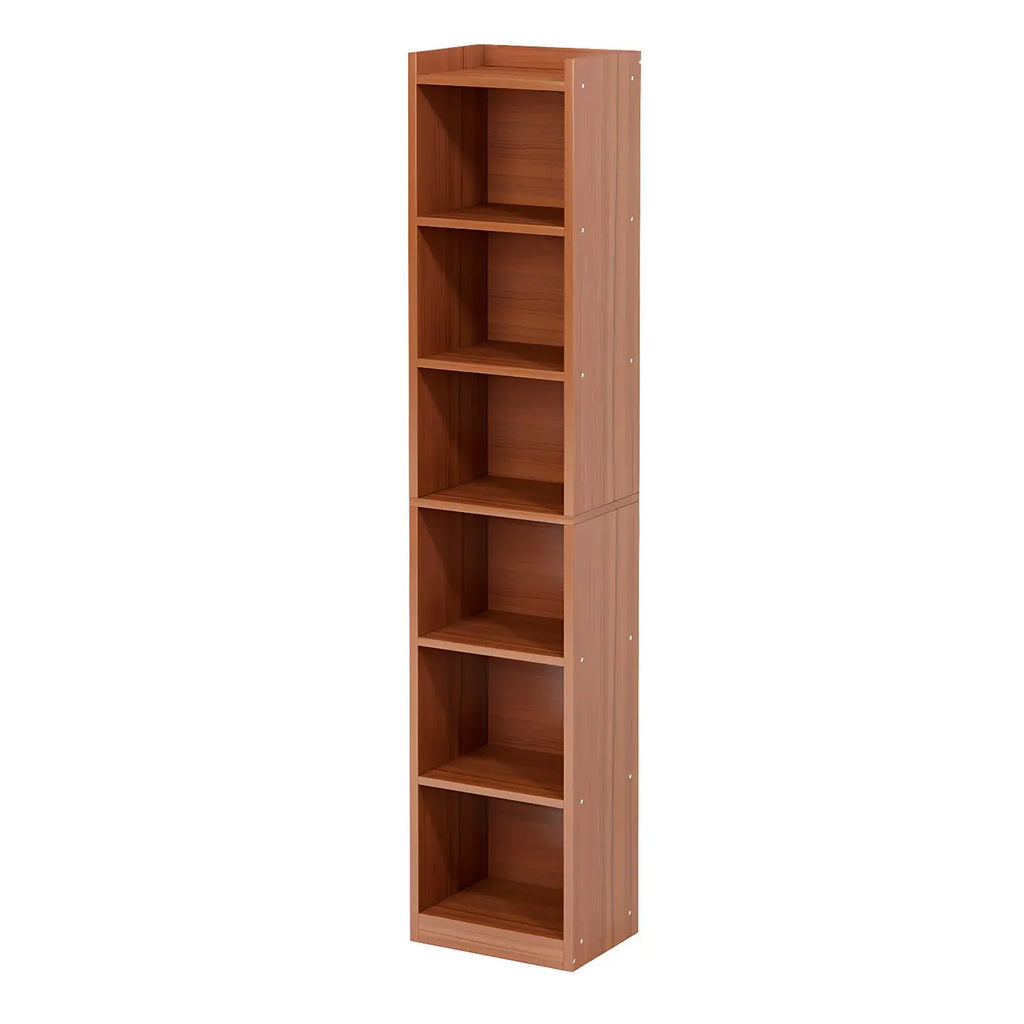 Bibliothèque d'angle verticale haute à 5 étagères HomeyFad en bois naturel