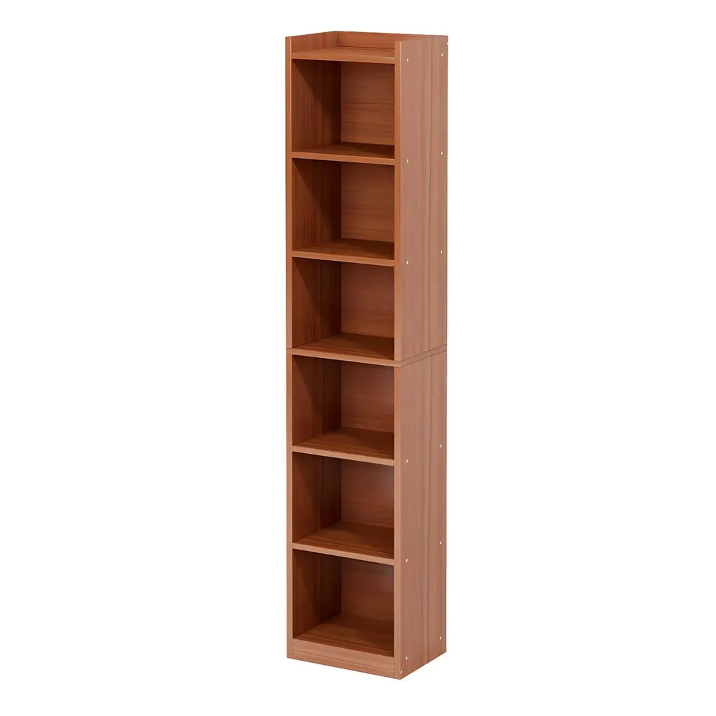Bibliothèque d'angle verticale haute à 5 étagères HomeyFad en bois naturel