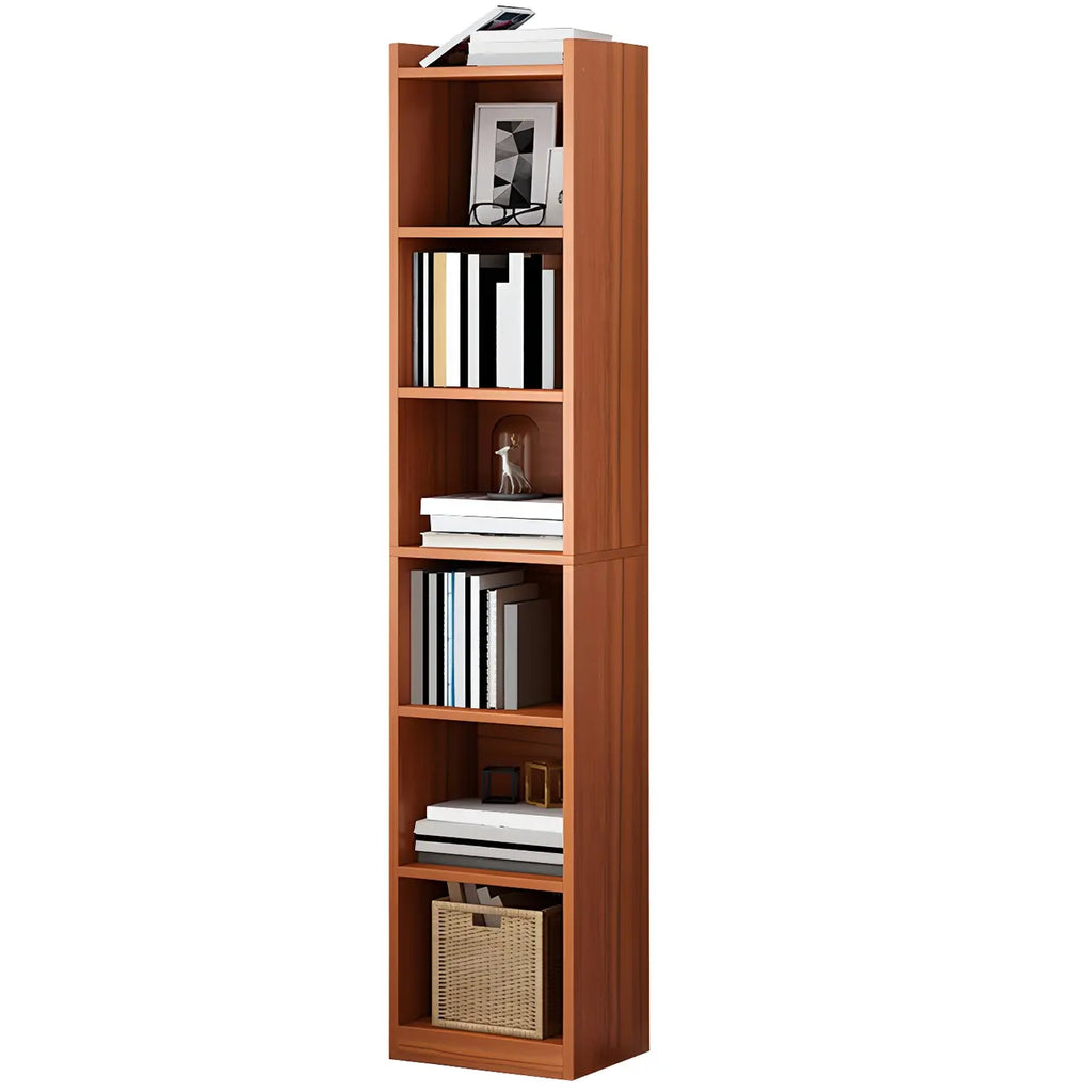 Bibliothèque d'angle verticale haute à 5 étagères HomeyFad en bois naturel