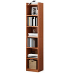 Bibliothèque d'angle verticale haute à 5 étagères HomeyFad en bois naturel