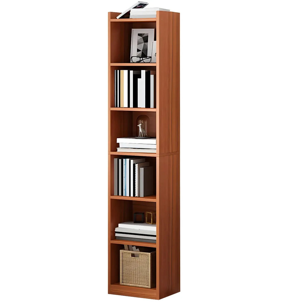 Bibliothèque d'angle verticale haute à 5 étagères HomeyFad en bois naturel