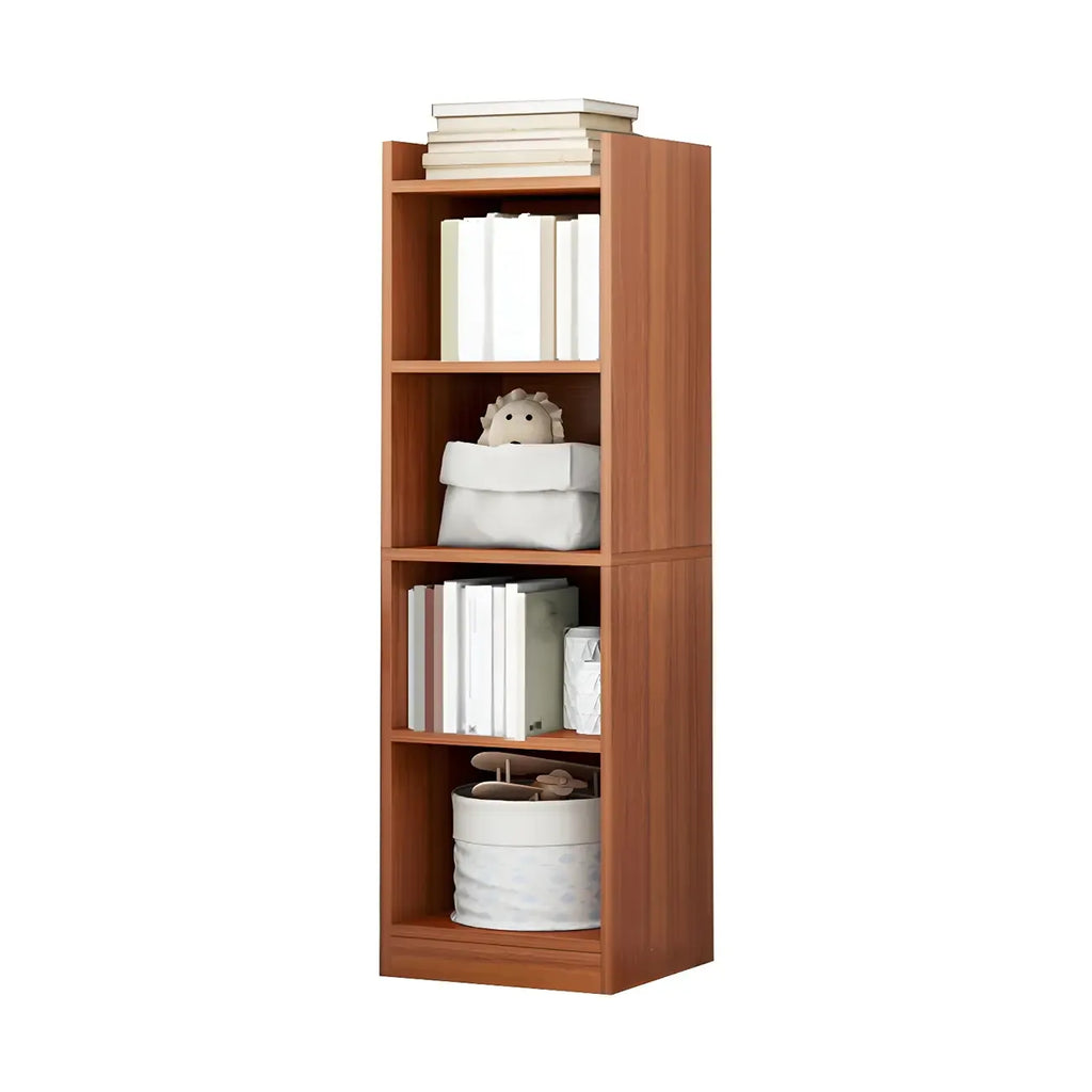 Bibliothèque d'angle verticale haute à 5 étagères HomeyFad en bois naturel