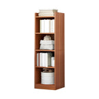 Bibliothèque d'angle verticale haute à 5 étagères HomeyFad en bois naturel