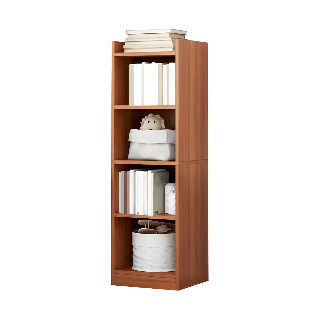 Bibliothèque d'angle verticale haute à 5 étagères HomeyFad en bois naturel