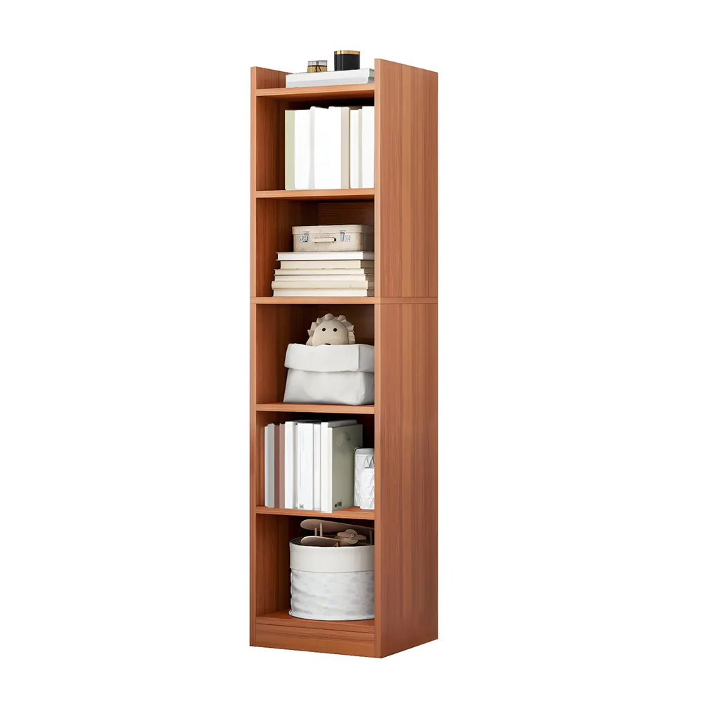 Bibliothèque d'angle verticale haute à 5 étagères HomeyFad en bois naturel