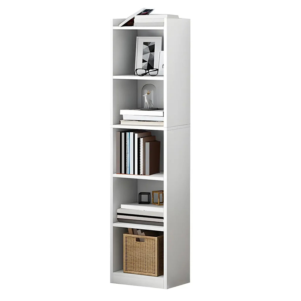 Bibliothèque d'angle verticale haute à 5 étagères HomeyFad en bois naturel