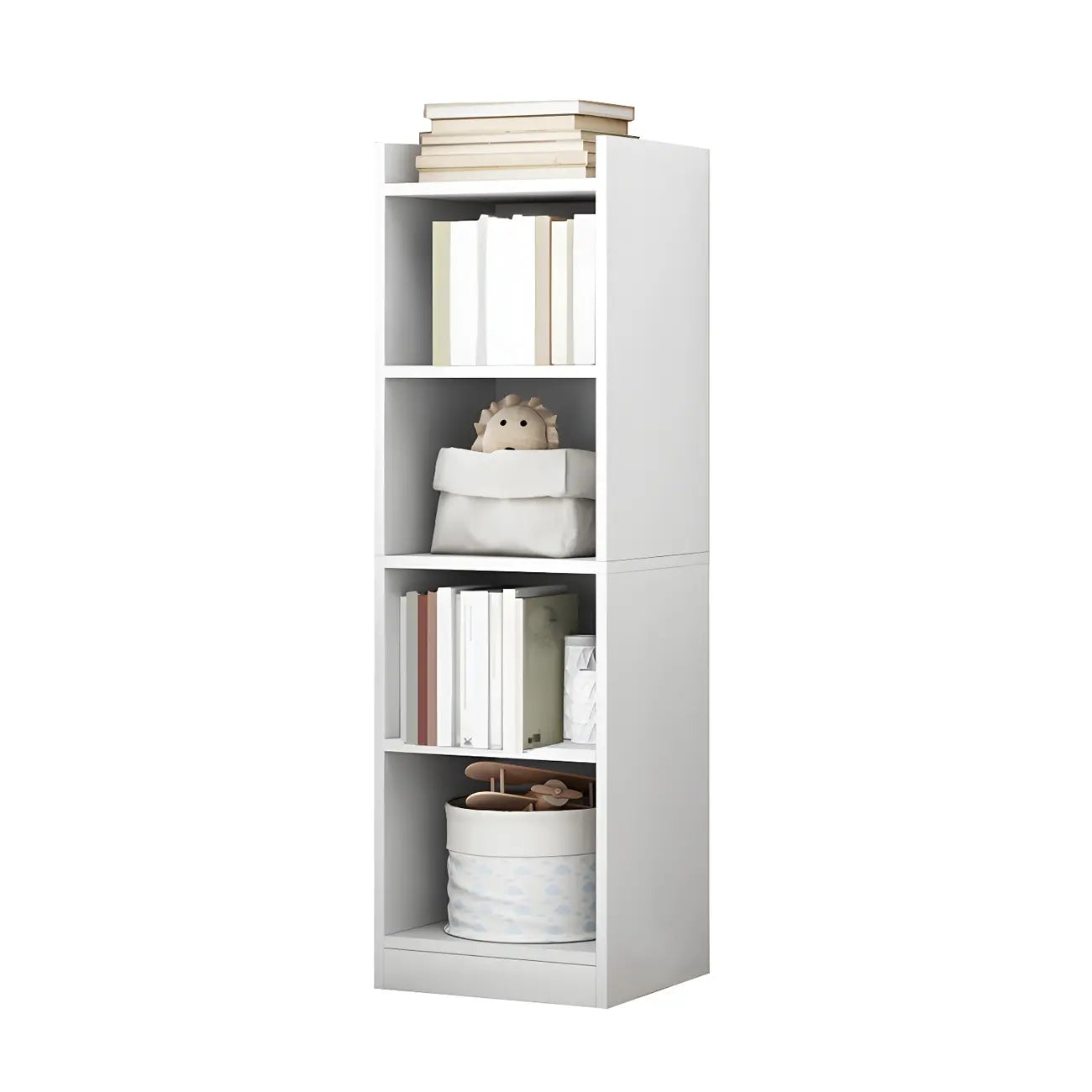 Bibliothèque d'angle verticale haute à 5 étagères HomeyFad en bois naturel