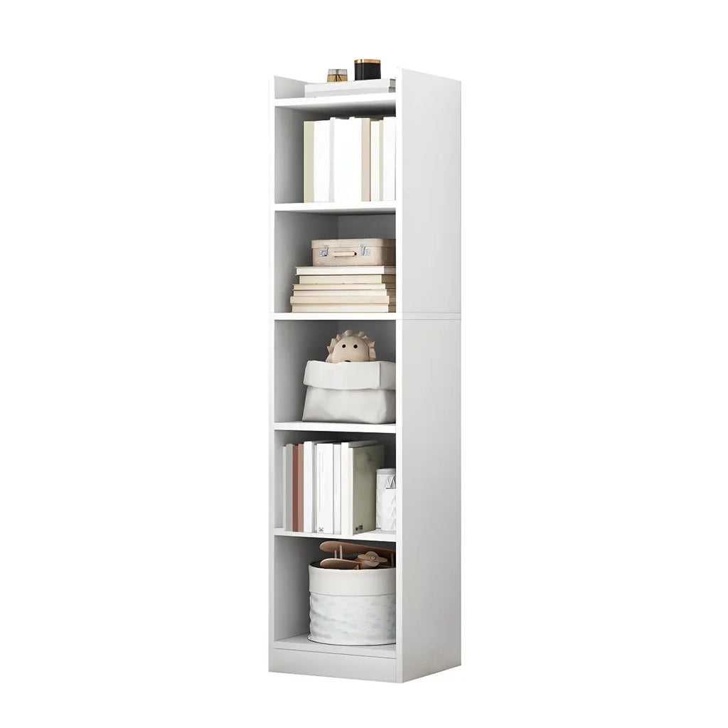 Bibliothèque d'angle verticale haute à 5 étagères HomeyFad en bois naturel