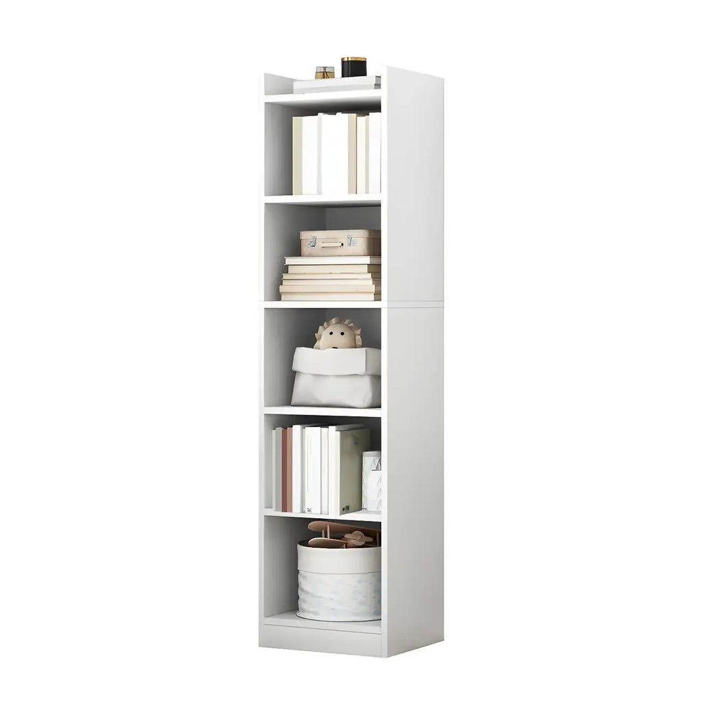 Bibliothèque d'angle verticale haute à 5 étagères HomeyFad en bois naturel