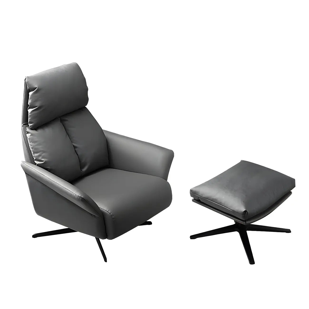 Fauteuil pivotant moderne en cuir rouge avec accoudoirs et pieds noirs