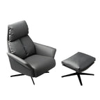 Fauteuil pivotant moderne en cuir rouge avec accoudoirs et pieds noirs