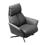 Fauteuil pivotant moderne en cuir rouge avec accoudoirs et pieds noirs