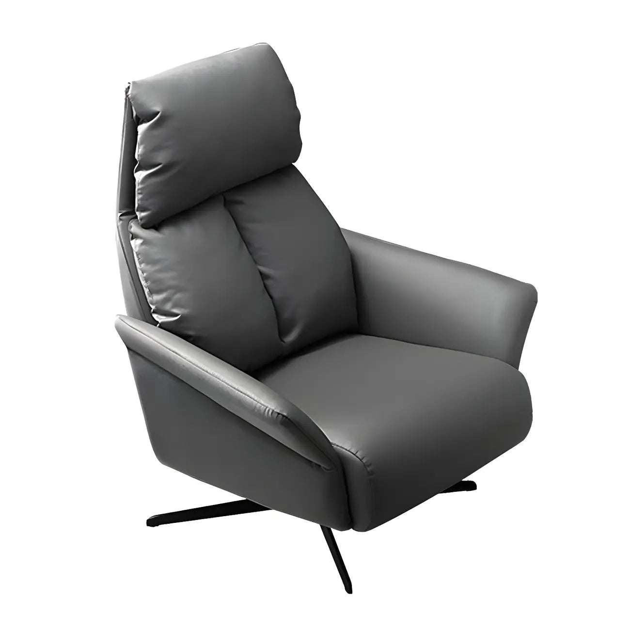 Fauteuil pivotant moderne en cuir rouge avec accoudoirs et pieds noirs